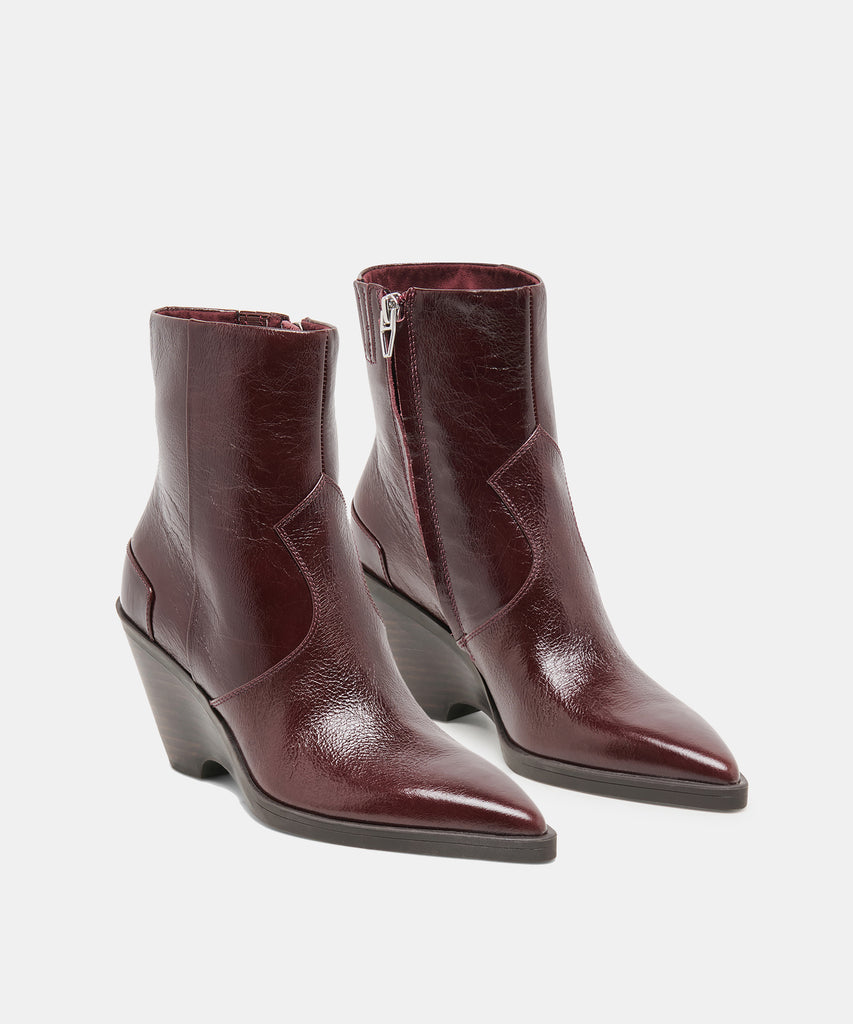 ASHTIN BOOTIES BROWN BERRY LEATHER