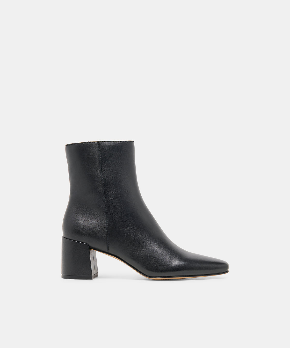 BAYRA Black Leather Wide Width Ankle Block Heel Ankle Booties | Dolce Vita