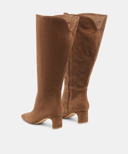 BRION EXTRA WIDE CALF BOOTS COCOA SUEDE