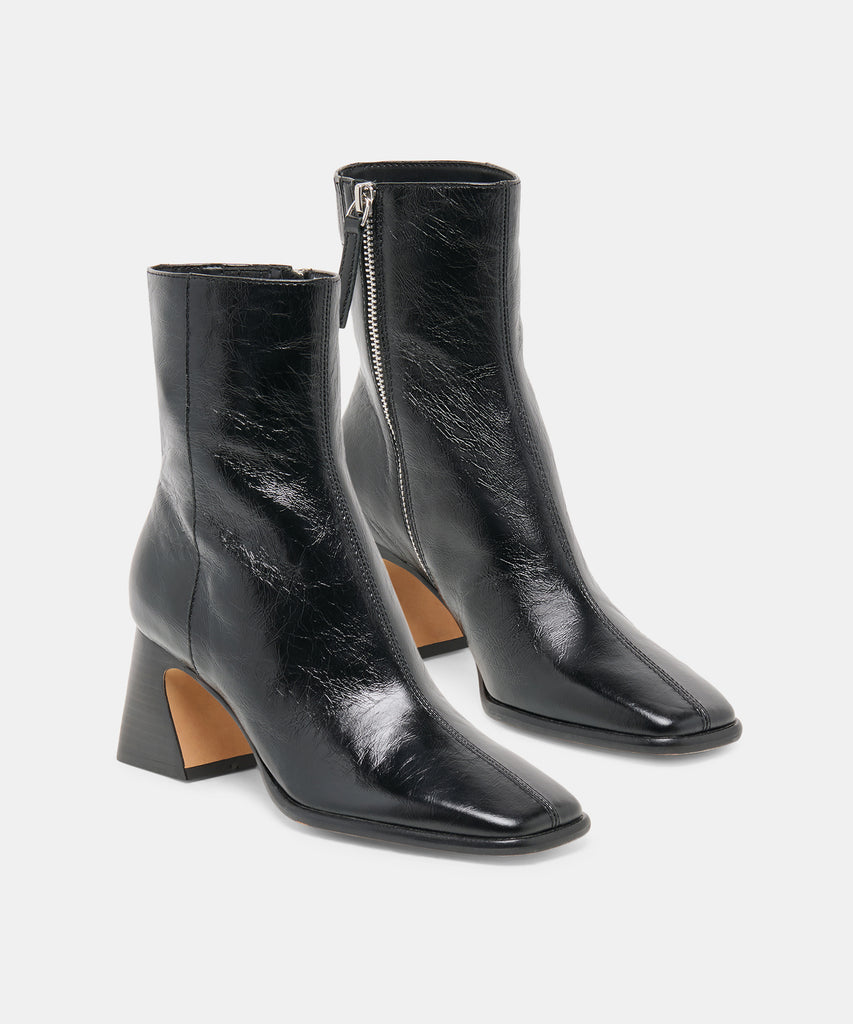 CECELA BOOTIES MIDNIGHT CRINKLE PATENT