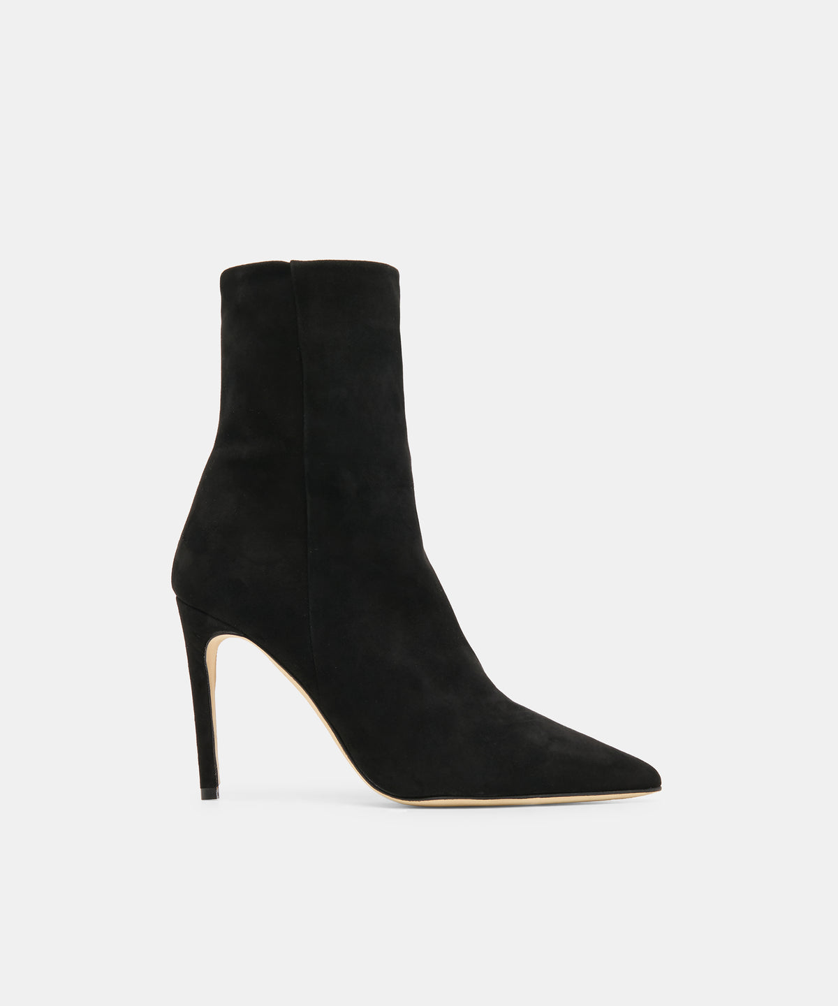 DANITY Onyx Suede Pointed-Toe Stiletto Booties | Dolce Vita