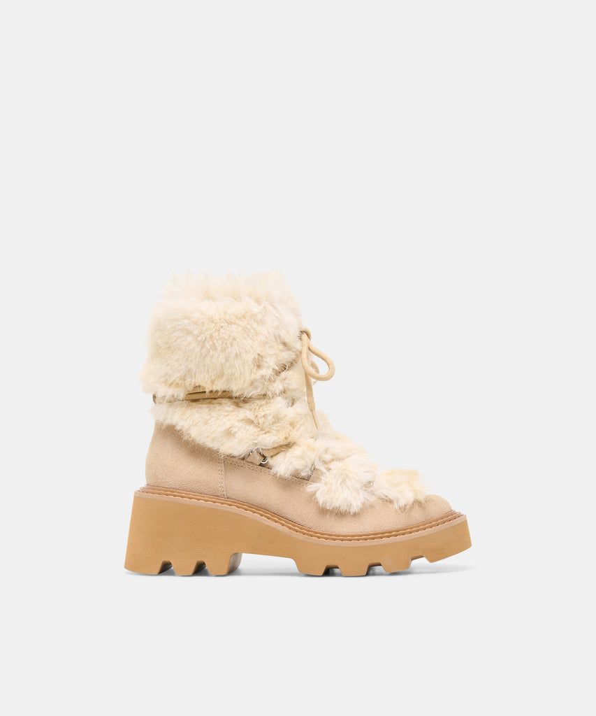 HAWKIN PLUSH Sand Suede Lug Lace-up Boots | Dolce Vita
