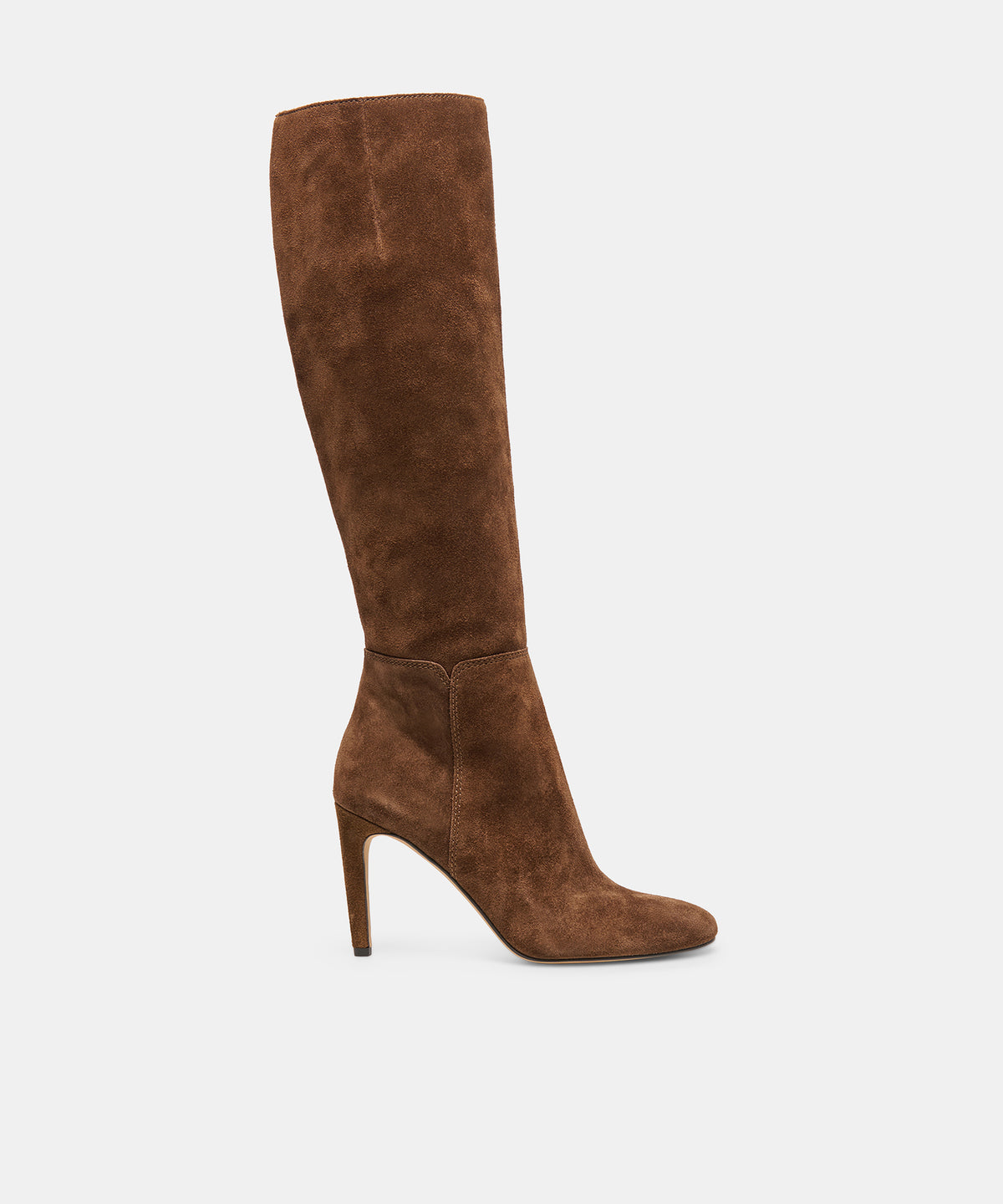 HEYES Chestnut Suede Knee-High Stiletto Heeled Boots | Dolce Vita