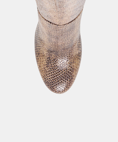 HEYES BOOTS SNAKE TAN EMBOSSED LEATHER