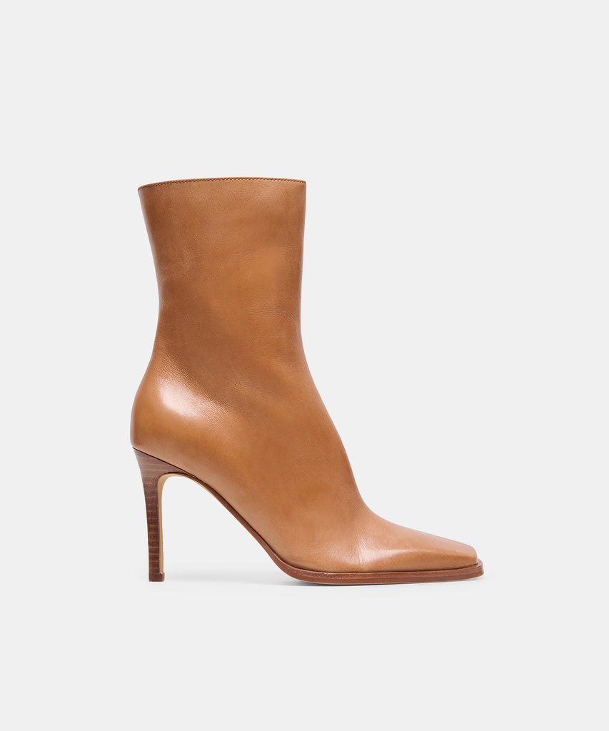 KIMI Tan Leather Stiletto Heeled Booties | Dolce Vita