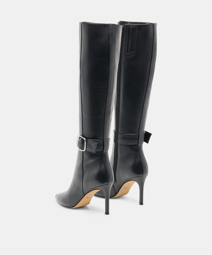 KINZY NARROW CALF BOOTS BLACK LEATHER