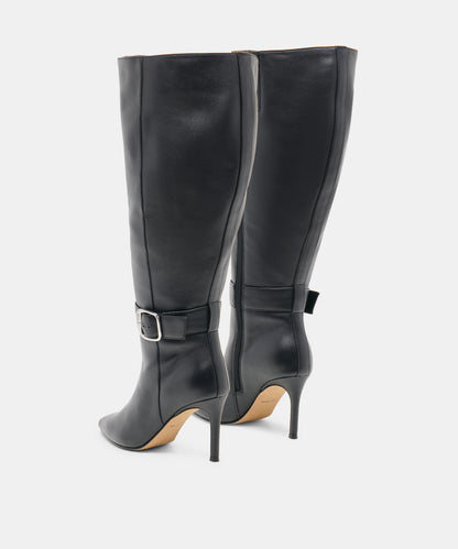 KINZY EXTRA WIDE CALF BOOTS BLACK LEATHER