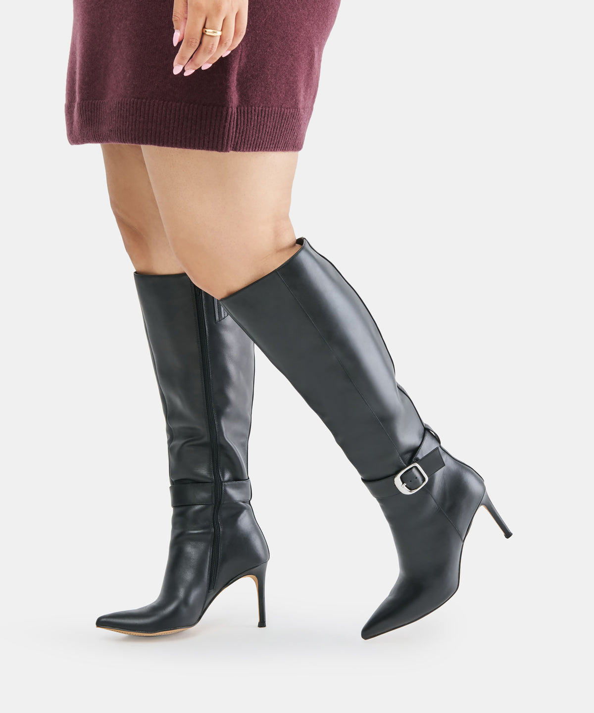 KINZY WIDE CALF BOOTS BLACK LEATHER - view 4