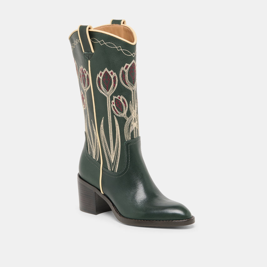 LORITA BOOTS DK GREEN LEATHER