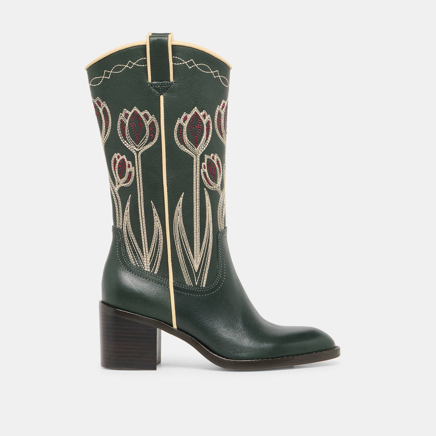 Lorita Dk Green Leather Boots | Dolce Vita