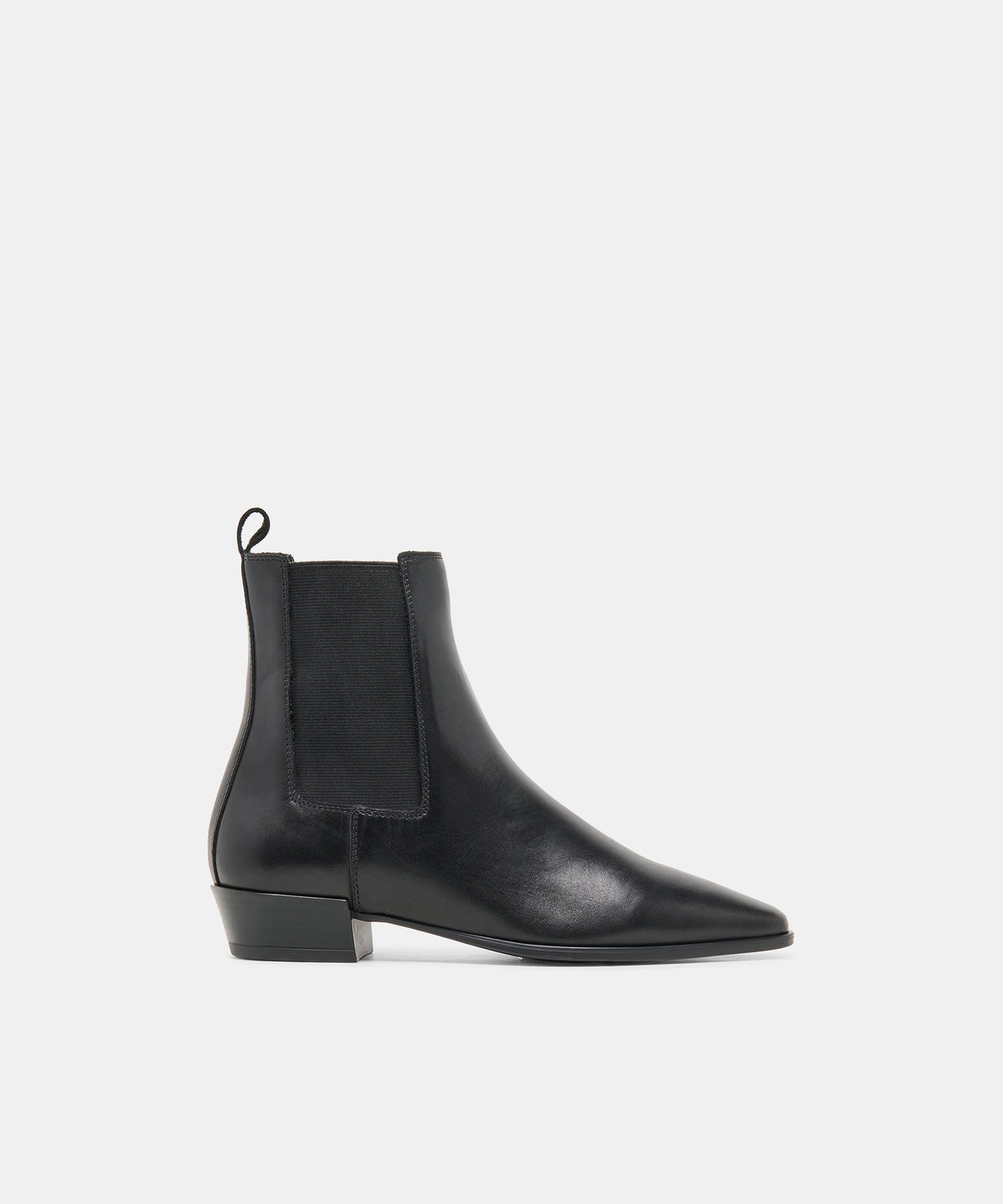 MICHAH Black Leather Ankle Chelsea Booties | Dolce Vita