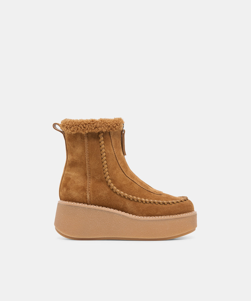 ROBEN Lt Brown Suede Platform Plush Boots | Dolce Vita