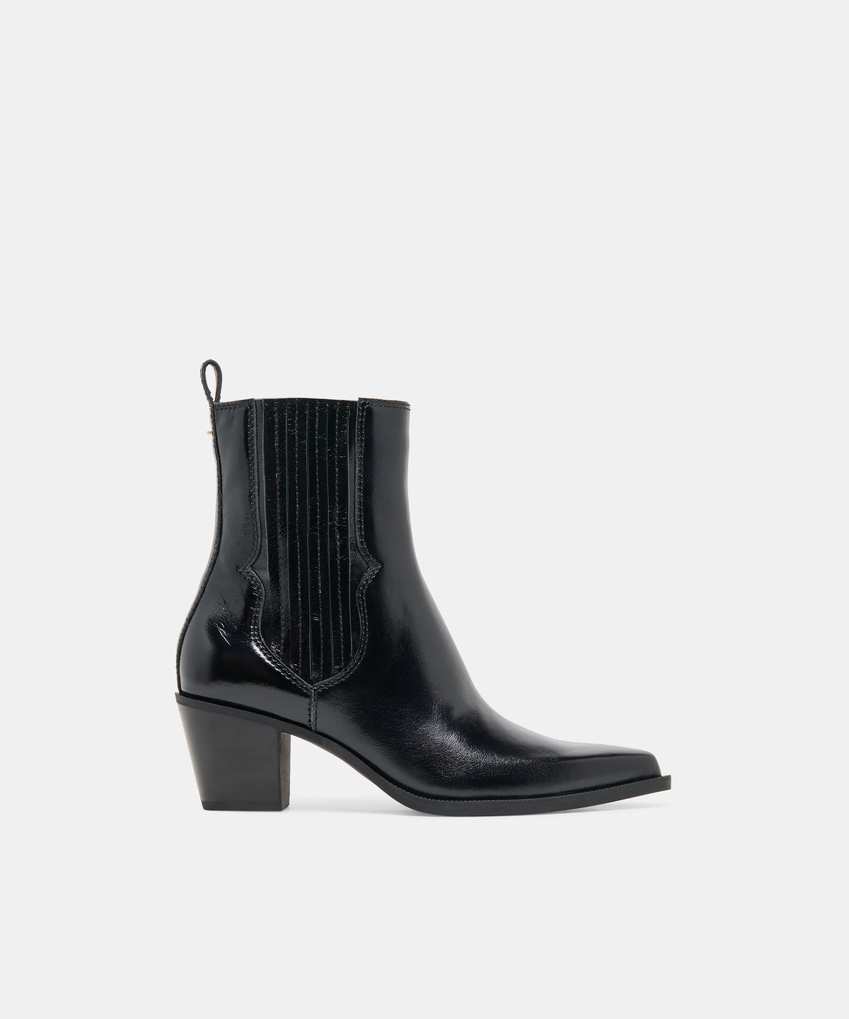 SOLINE H2O Black Leather Block-Heel Waterproof Ankle Bootie | Dolce Vita