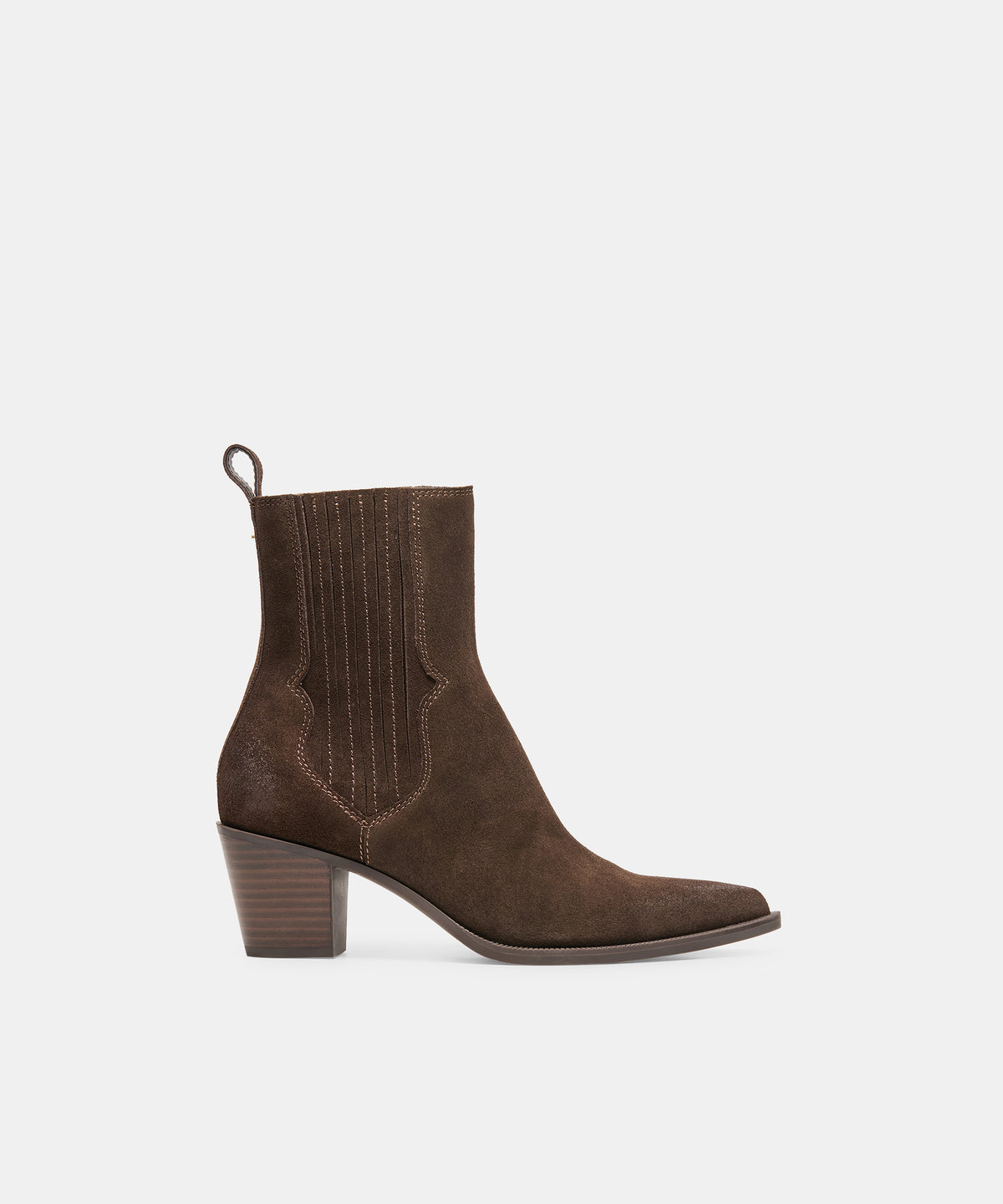 SOLINE H2O Espresso Suede Block-Heel Waterproof Ankle Bootie | Dolce Vita