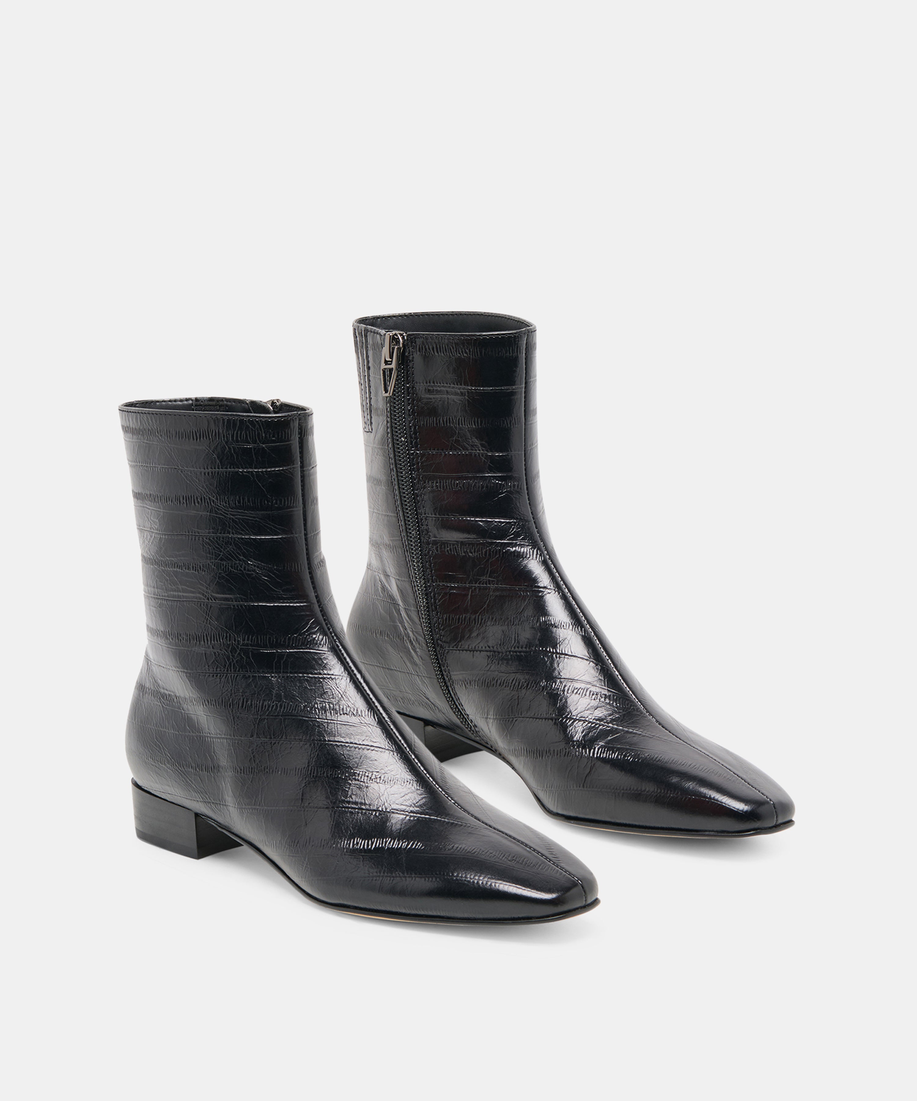 TARINE BOOTIES NOIR EMBOSSED LEATHER - view 2