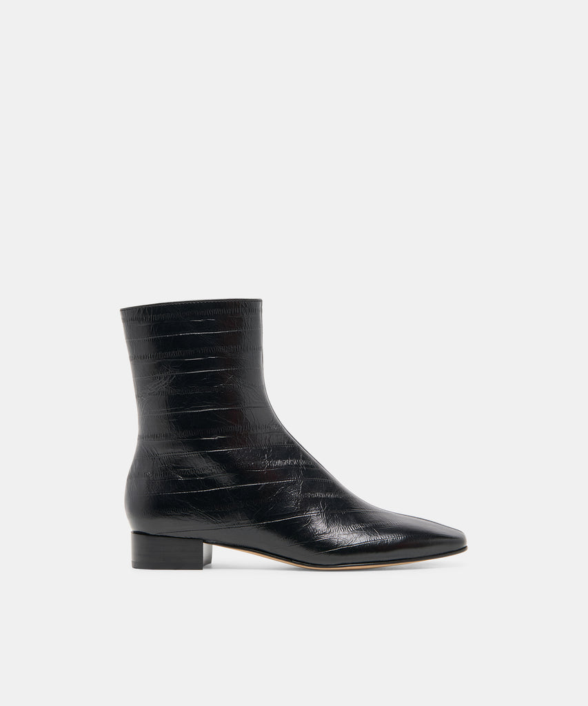 TARINE BOOTIES NOIR EMBOSSED LEATHER
