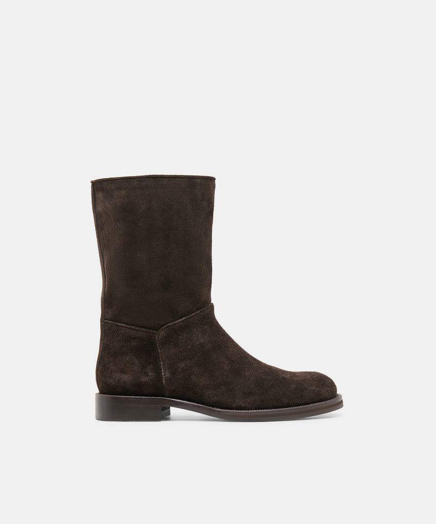 TEGEN Espresso Suede Mid-Calf Boots | Dolce Vita