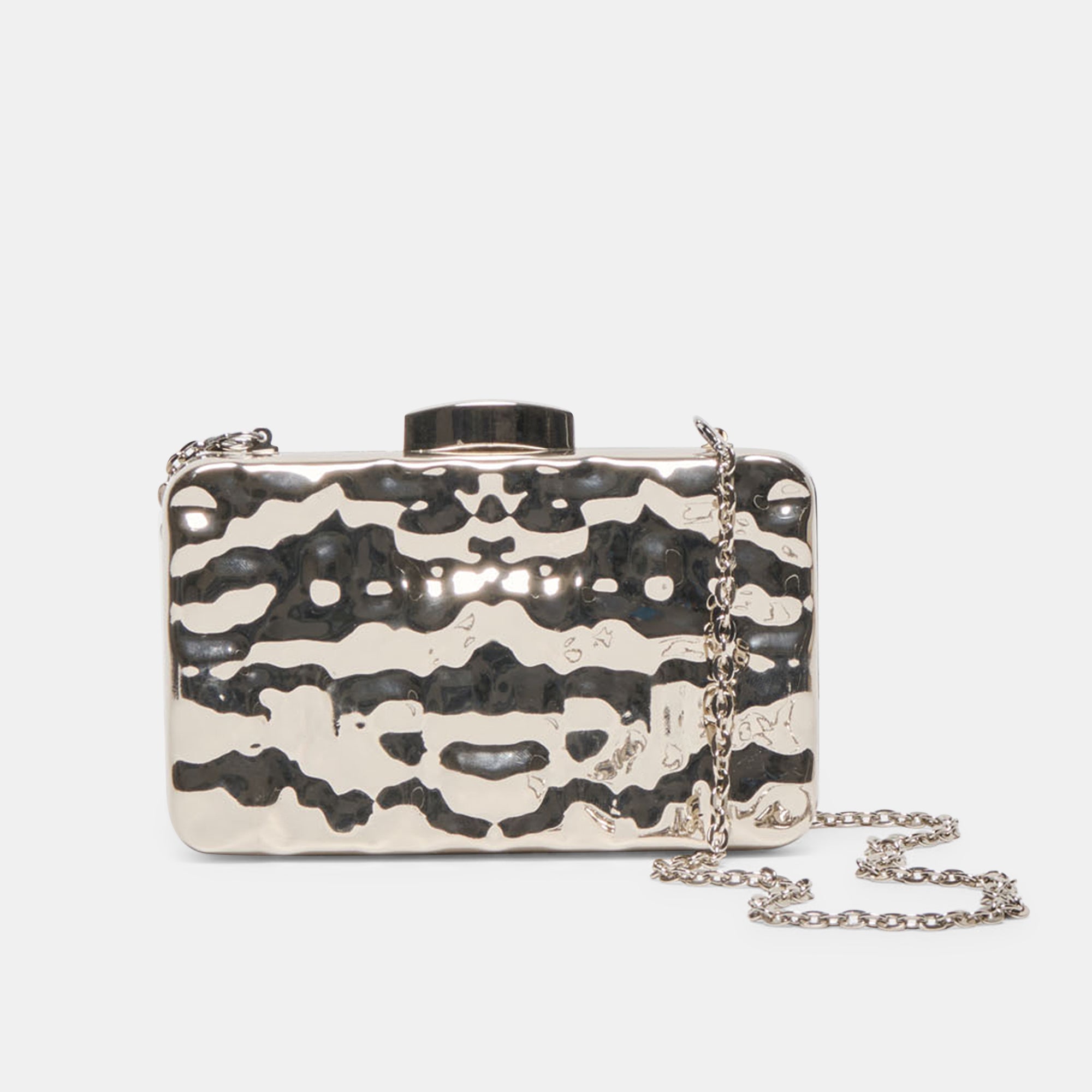 Delia Silver Metal Clutch | Dolce Vita