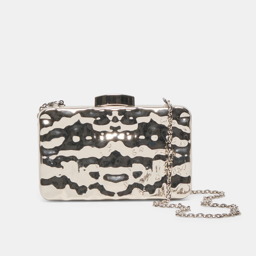 Delia Silver Metal Clutch | Dolce Vita