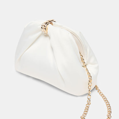 GLEAM CLUTCH WHITE SATIN