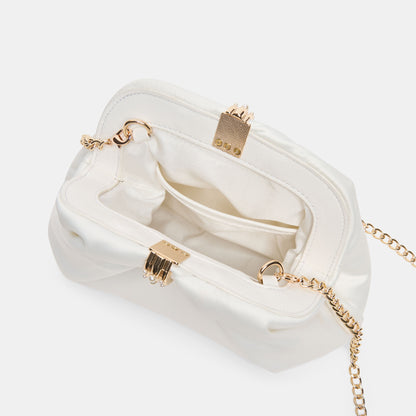GLEAM CLUTCH WHITE SATIN