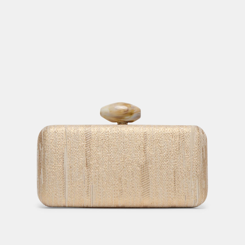 NERYS Natural Gold Fabric Convertible Crossbody Clutch | Dolce Vita