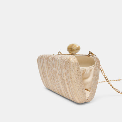 NERYS CLUTCH GOLD NATURAL FABRIC