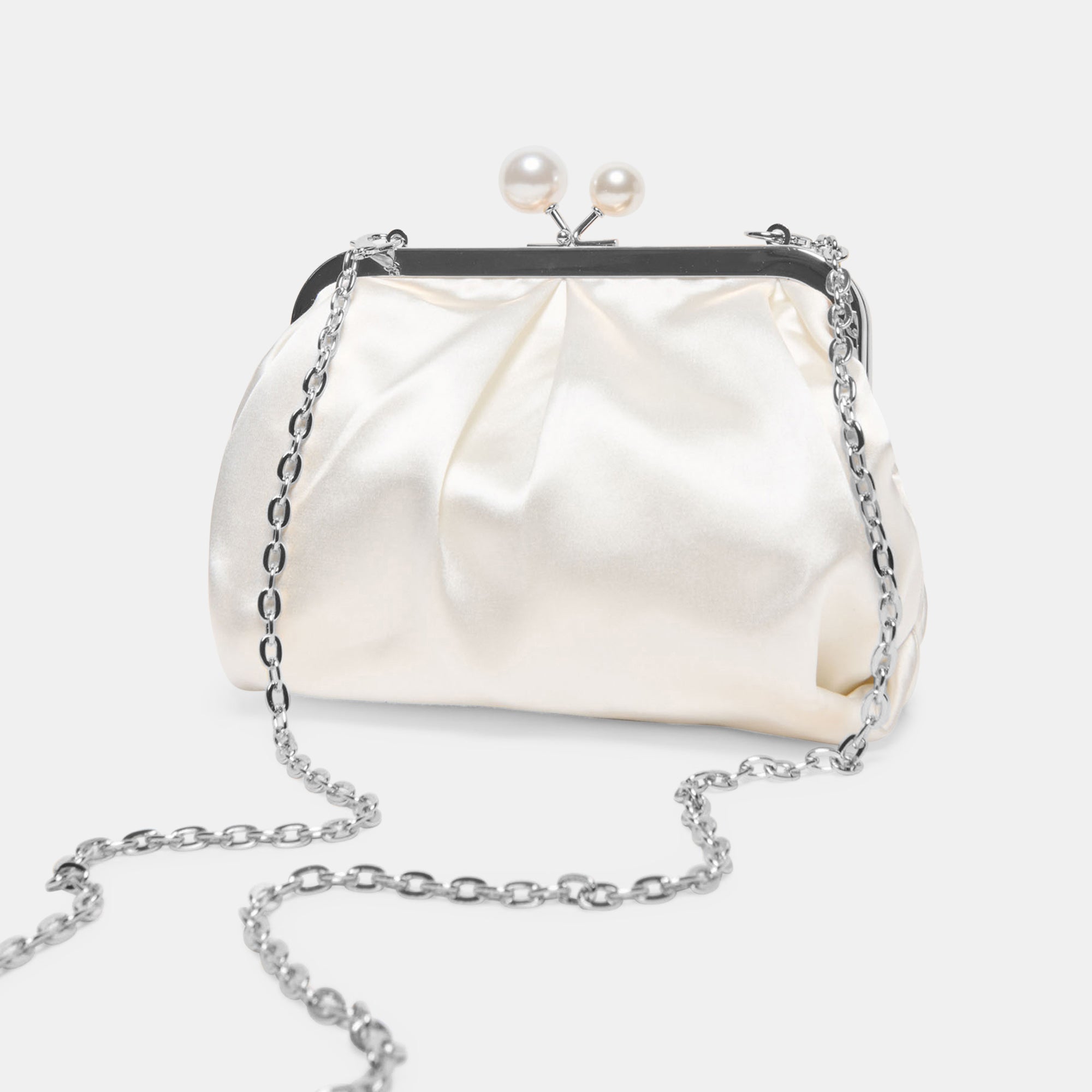 KENDALL CLUTCH WHITE SATIN