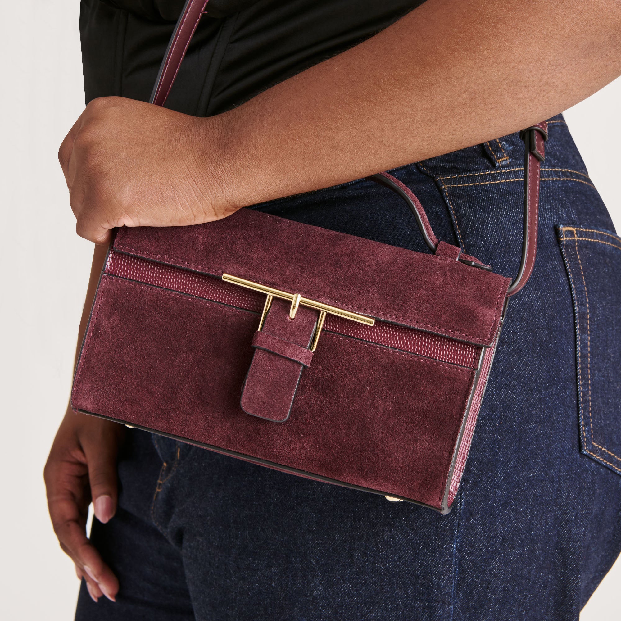 ZANNONE CROSSBODY BURGUNDY SUEDE