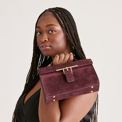 ZANNONE CROSSBODY BURGUNDY SUEDE