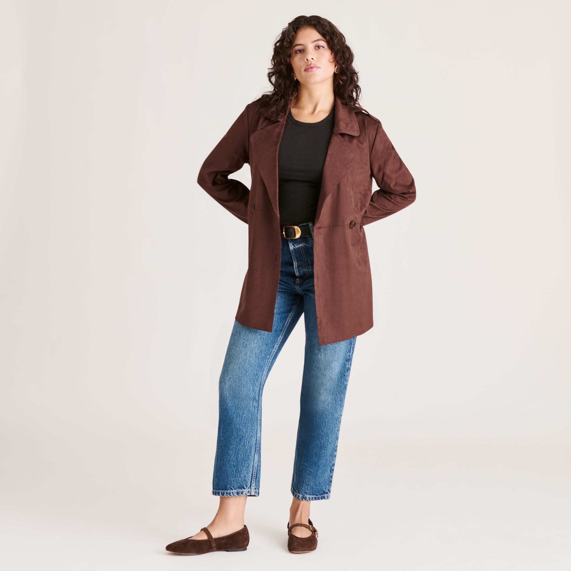 ALIZZA BALLET FLATS DK BROWN SUEDE