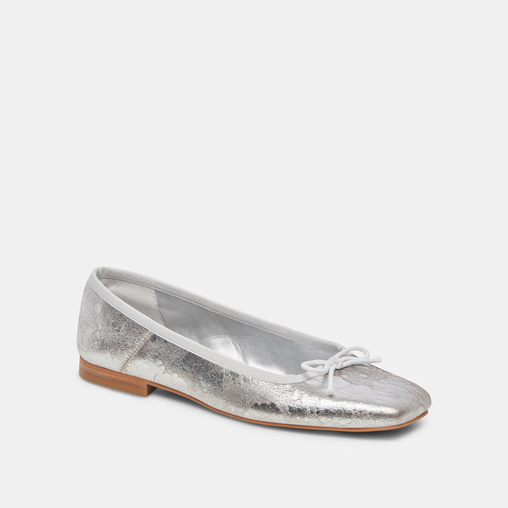 ANISA WIDE BALLET FLATS SILVER DISTRESSED LEATHER - image 2