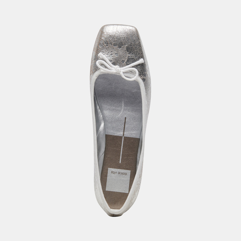 ANISA Ballet Flats Silver Distressed Leather