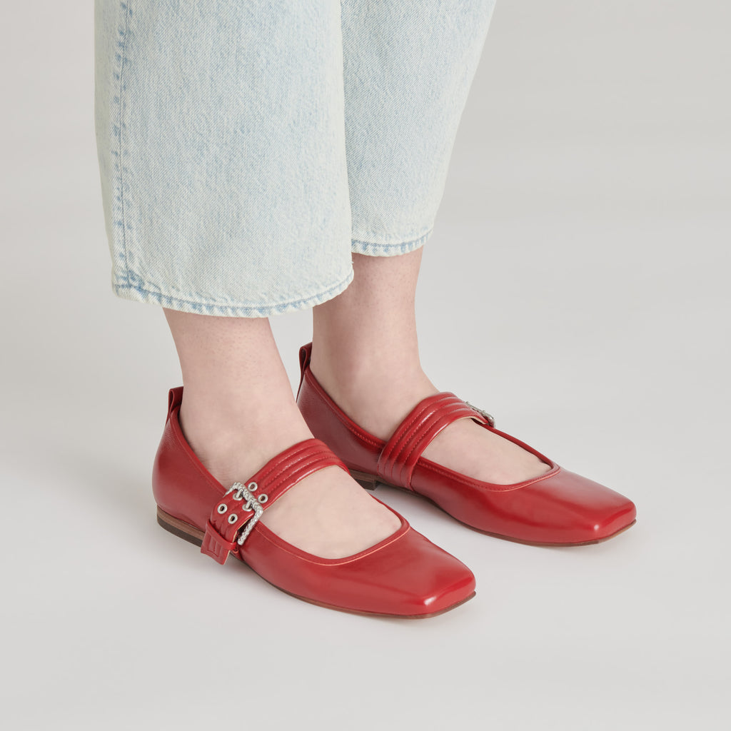 ARORA BALLET FLATS RED CRINKLE PATENT - image 6