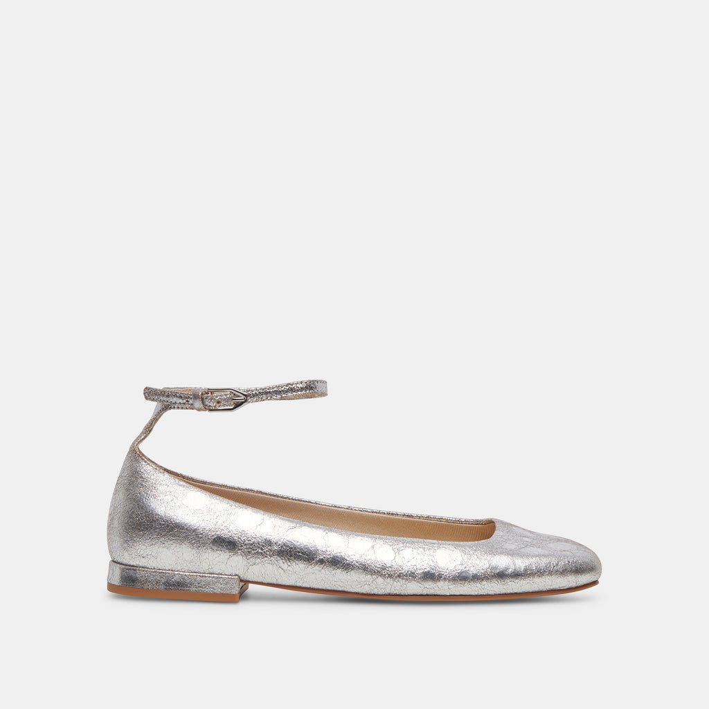 ASHYA BALLET FLATS SILVER DISTRESSED LEATHER - image 1