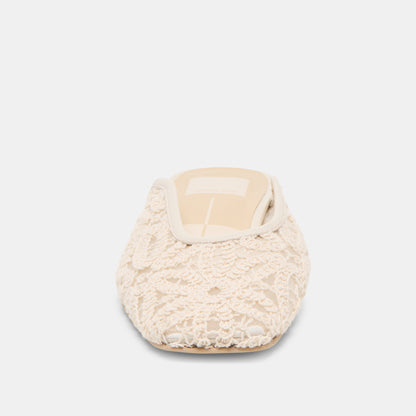 AUBRIE FLATS IVORY MACRAME MESH