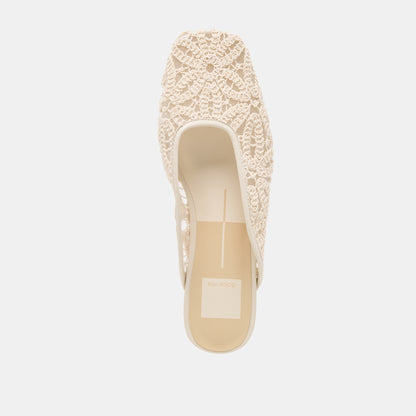 AUBRIE FLATS IVORY MACRAME MESH
