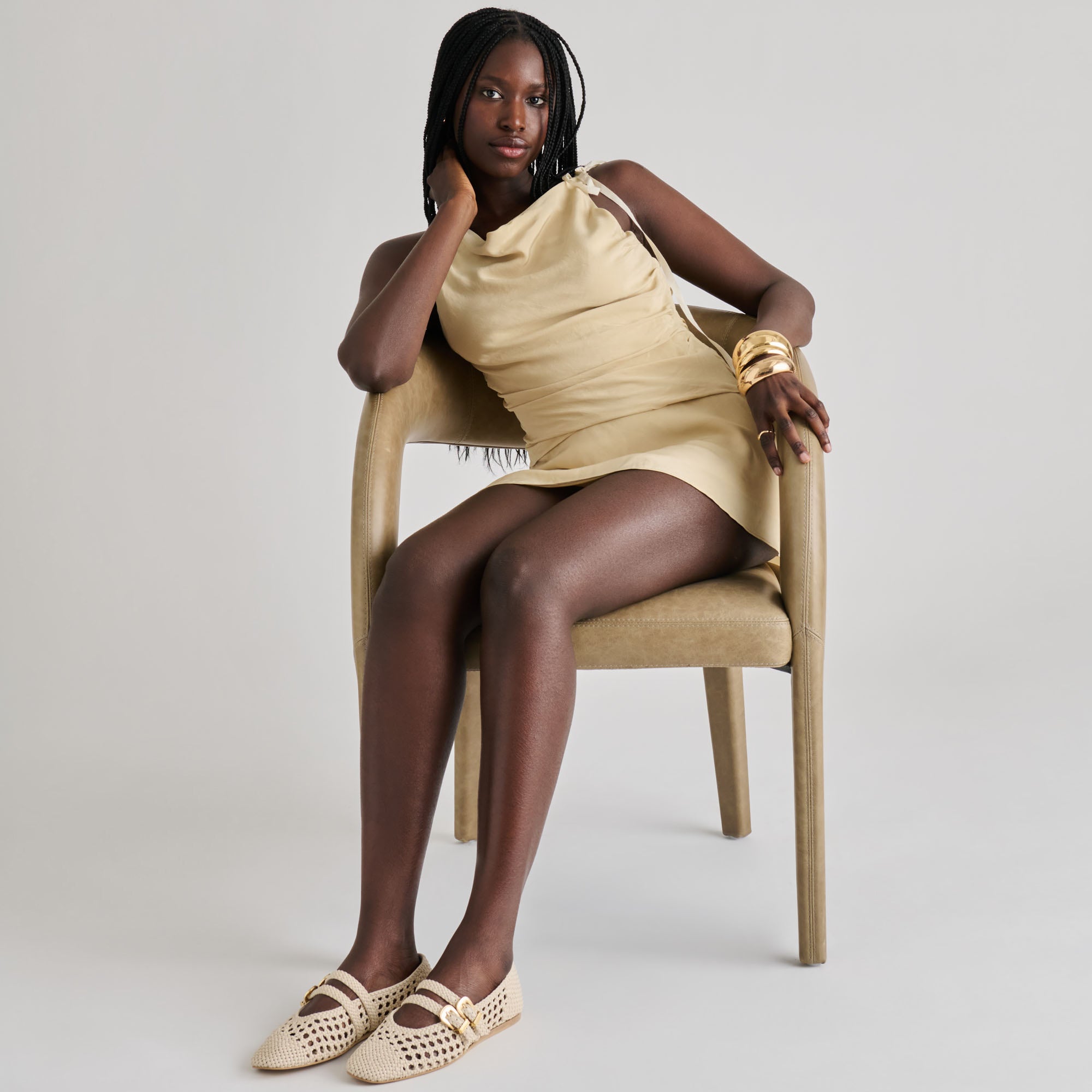 BAYLEE WOVEN BALLET FLATS CREME WOVEN STELLA