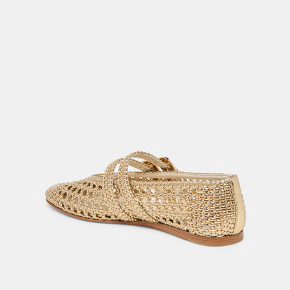 BAYLEE WOVEN BALLET FLATS GOLD WOVEN STELLA