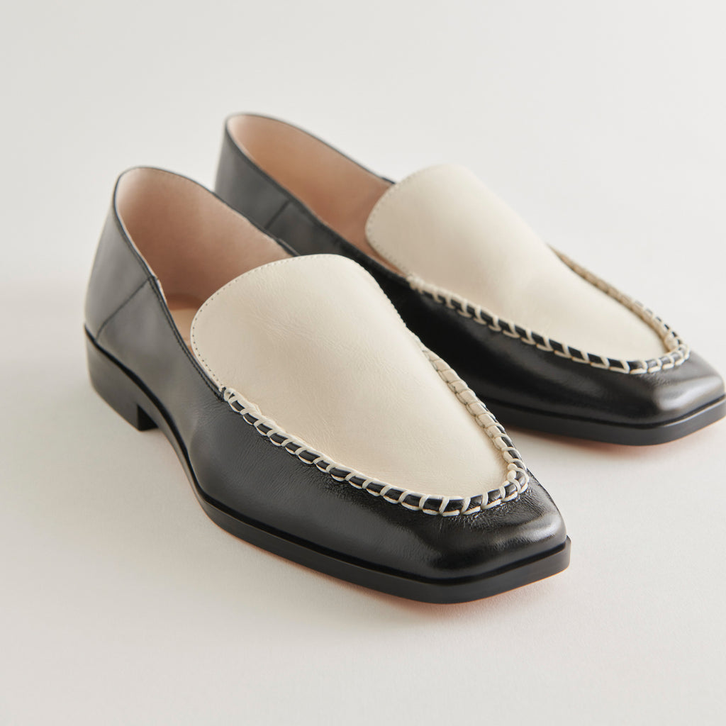 BENY WIDE FLATS WHITE BLACK CRINKLE PATENT - image 1