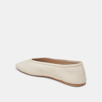 Falti Flats Ivory Leather