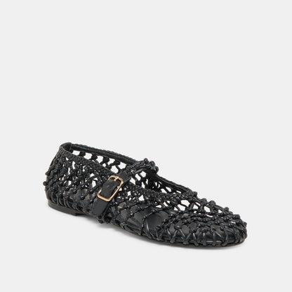 CLAIR BALLET FLATS BLACK WOVEN LEATHER