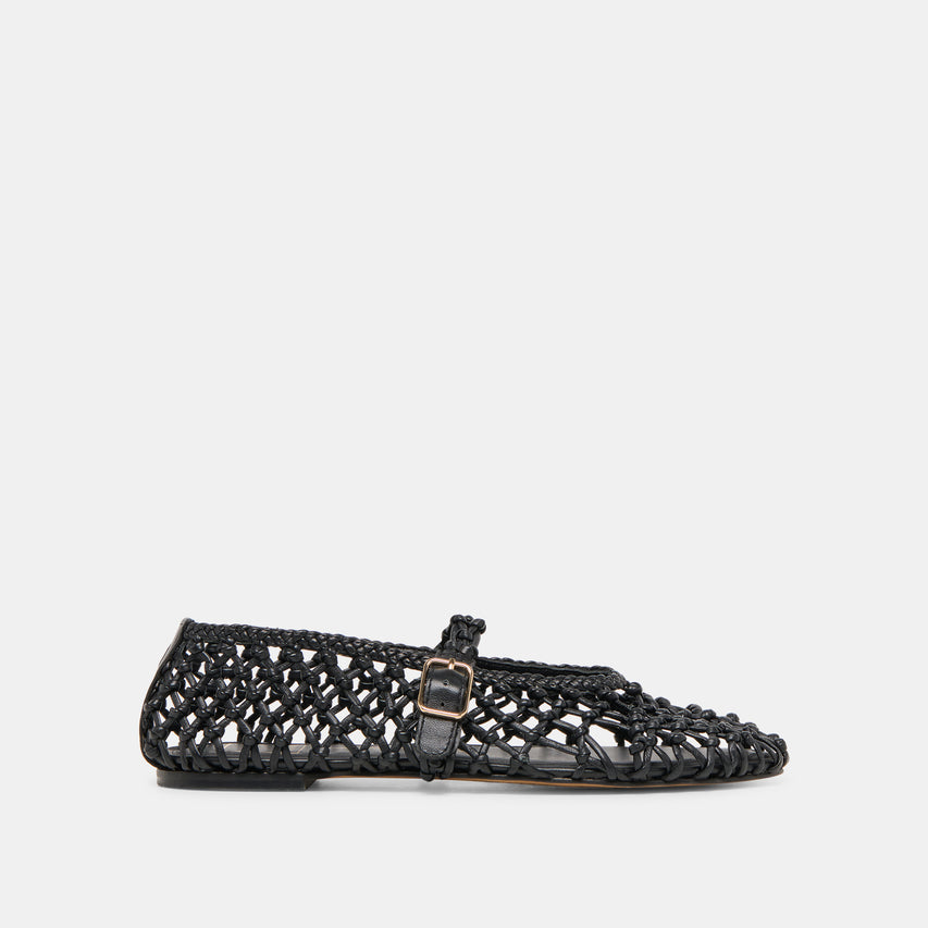 Clair Black Woven Leather Ballet Flats | Dolce Vita