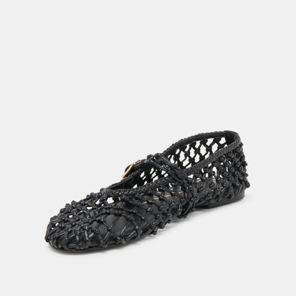 CLAIR BALLET FLATS BLACK WOVEN LEATHER