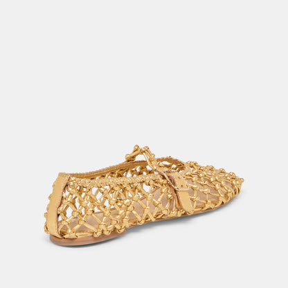 CLAIR BALLET FLATS GOLD WOVEN LEATHER