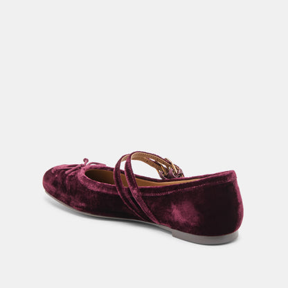 GIBSEN BALLET FLATS BURGUNDY VELVET