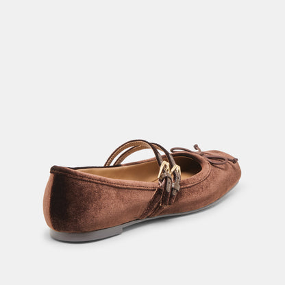 GIBSEN BALLET FLATS CHOCOLATE VELVET