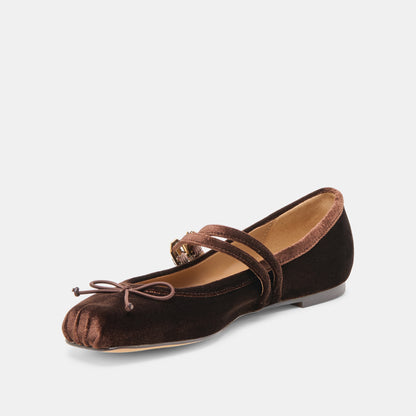 GIBSEN BALLET FLATS CHOCOLATE VELVET