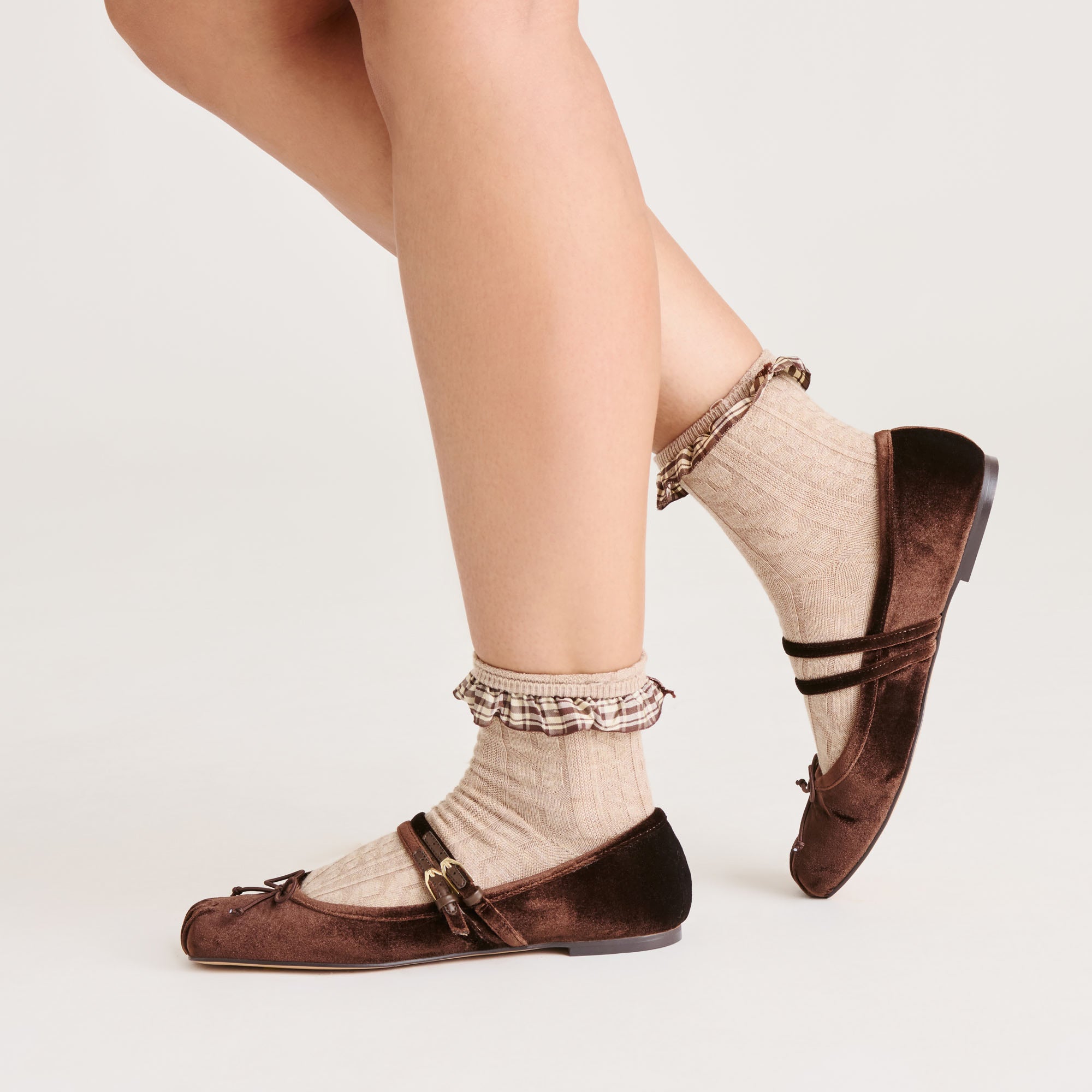 GIBSEN BALLET FLATS CHOCOLATE VELVET