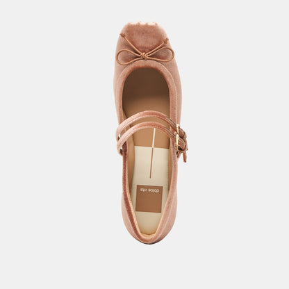 GIBSEN BALLET FLATS DK ROSE VELVET